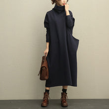 Load image into Gallery viewer, Casual High Neck Thick Maxi Dresses Women Loose Clothes 208
