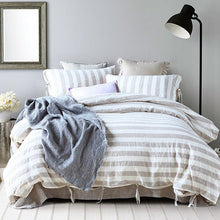 Load image into Gallery viewer, 100%Pure Color Linen Striped Linen Bedding Set
