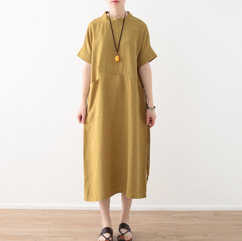 Women's Casual Loose Linen Pure Color Dress Women's Casual Loose Linen Pure Color Dress
