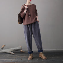 Load image into Gallery viewer, Winter Baggy Pants, Casual Corduroy Pants, Black Pocket Pants
