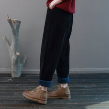 Load image into Gallery viewer, Winter Baggy Pants, Casual Corduroy Pants, Black Pocket Pants
