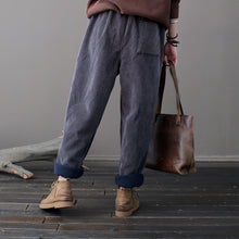 Load image into Gallery viewer, Winter Baggy Pants, Casual Corduroy Pants, Black Pocket Pants
