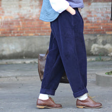 Load image into Gallery viewer, Wide Leg Pants, Baggy Corduroy Pants, Black Pants Women
