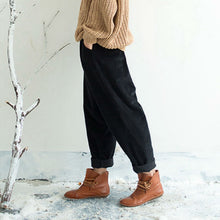 Load image into Gallery viewer, Wide Leg Pants, Baggy Corduroy Pants, Black Pants Women
