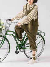 Load image into Gallery viewer, Warm Spring Women Jumpsuit Causel Overalls Corduroy Wide leg Trouser
