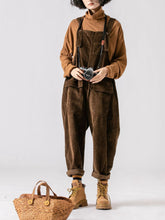 Load image into Gallery viewer, Warm Spring Women Jumpsuit Causel Overalls Corduroy Wide leg Trouser
