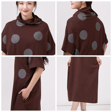 Load image into Gallery viewer, Women Turtleneck Polka Dots Casual Loose Dress

