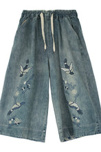 Load image into Gallery viewer, Embroider Birds Cowboy Jeans Wide-legged Pants Women Clothes K7102
