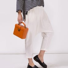 Load image into Gallery viewer, Women&#39;s White Cotton Linen Casual Elastic Waist Pants
