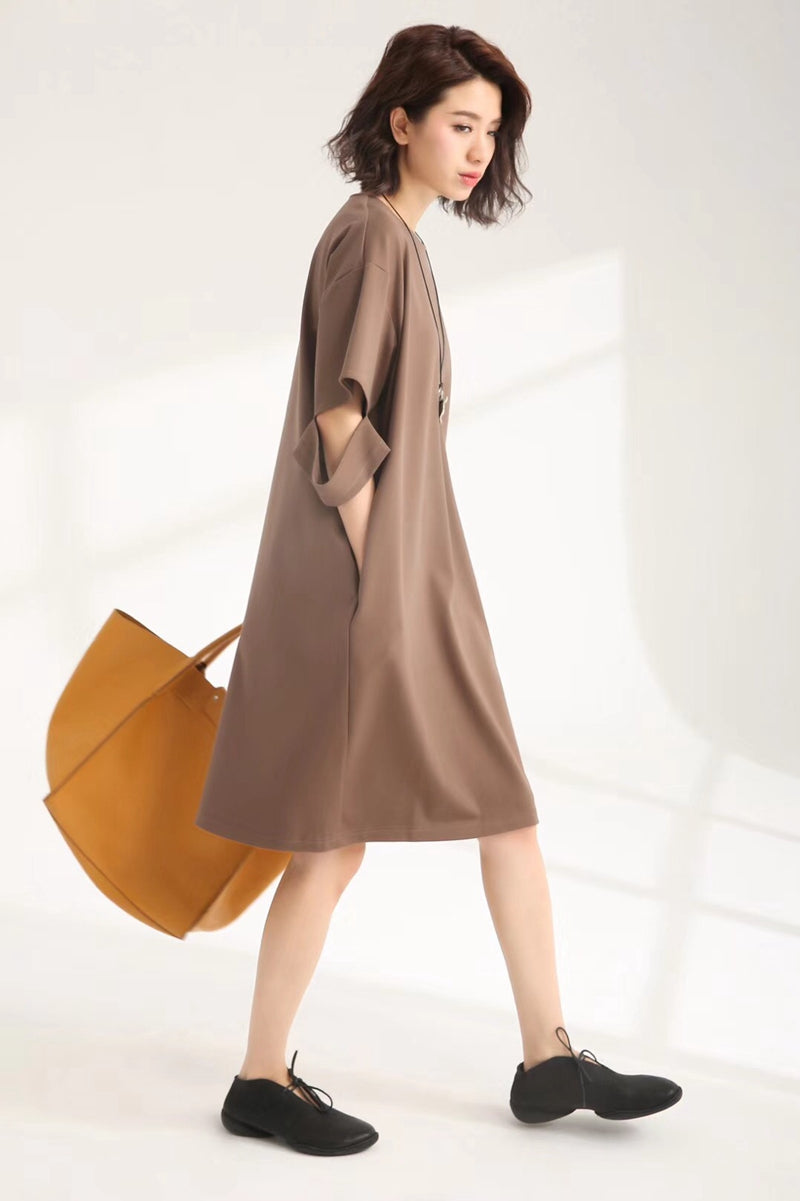 Casual Cute Cotton Dresses Women Loose Clothes 835
