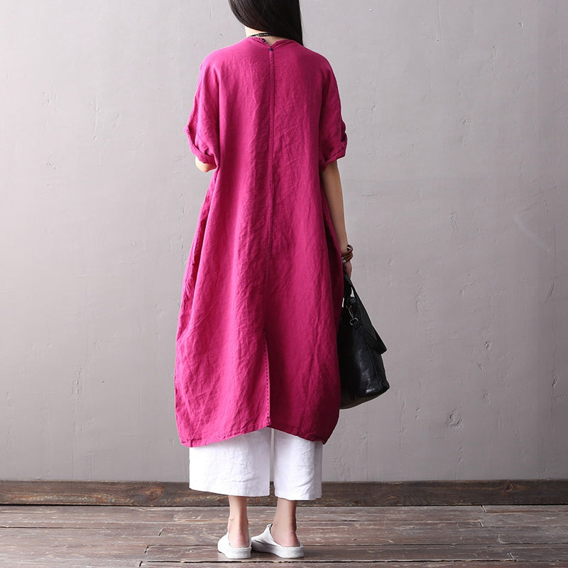 chinese dress ladies Fashion Cotton Linen Maxi Dresses Women Loose Clothes Q2062– FantasyLinen