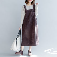Load image into Gallery viewer, Loose Corduroy Strap Dresses Women Fall Outfits Q2493
