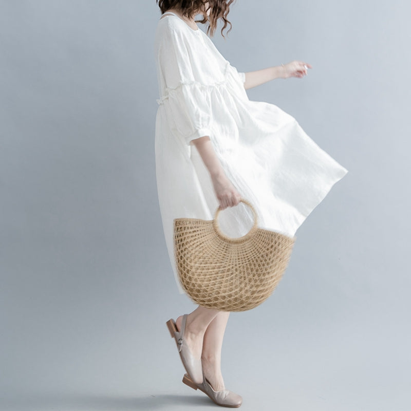 cotton linen dresses women Women Cotton Linen Dresses Linen Midi Dress Long Dress Soft Loose Casual Oversized Linen Robes Customized Plus Size Clothing N150