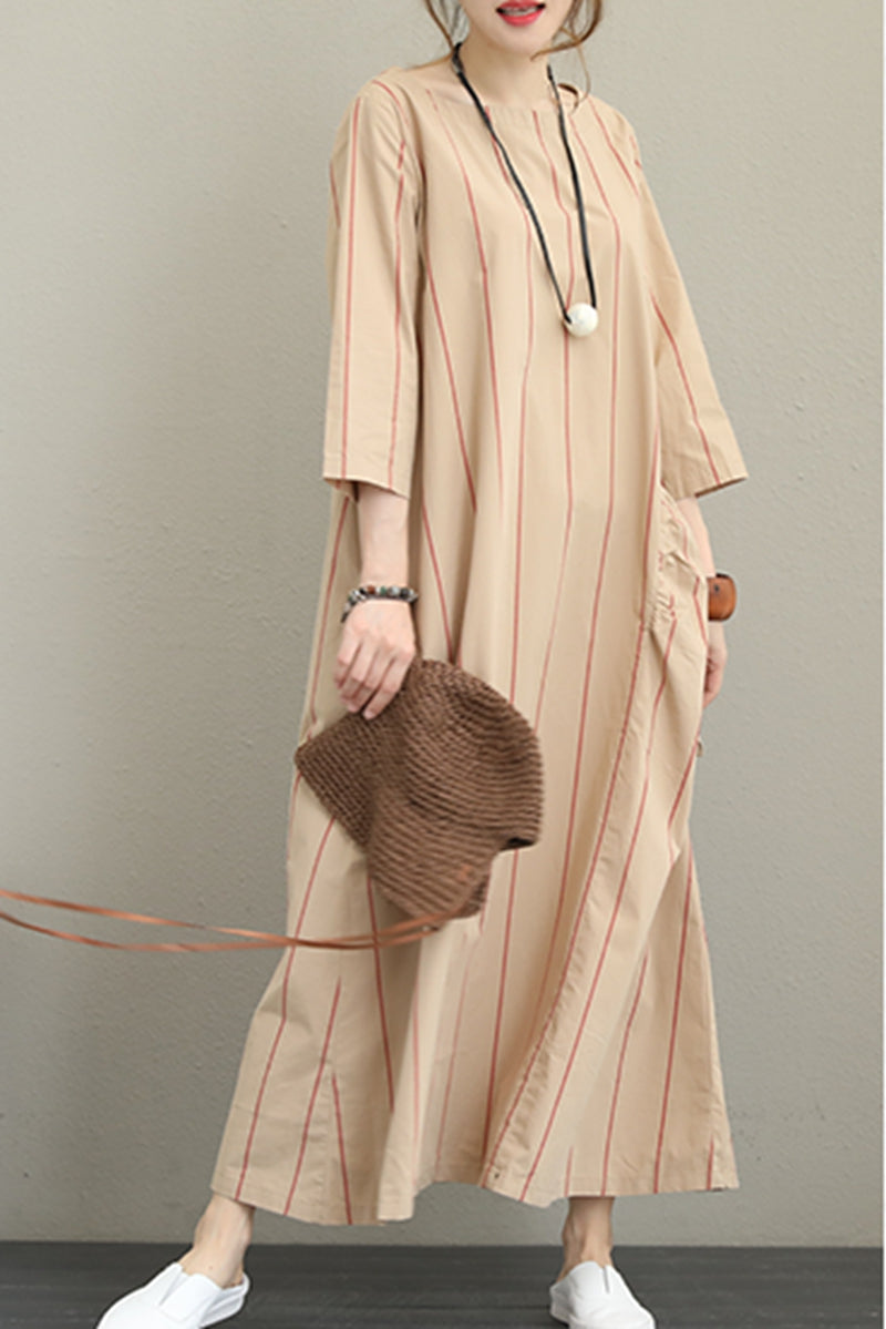 Striped Loose Maxi Dress For Women– FantasyLinen
