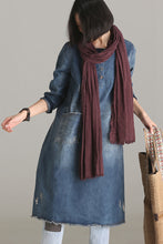 Load image into Gallery viewer, Vintage Casual Blue Denim Dresses Women Fall Outfits Q9505