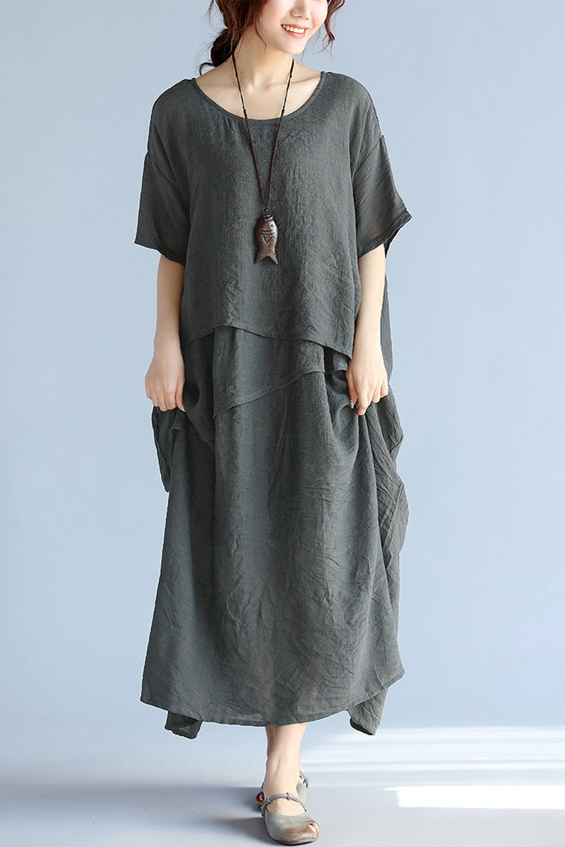 Vintage Plus Size Cotton Maxi Dress Q1657 FantasyLinen Vintage Plus Size Cotton Maxi Dress Q1657 FantasyLinen