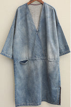Load image into Gallery viewer, Vintage Loose Blue Denim Dresses Women Cotton Fall Outfits Q1388