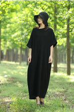 Load image into Gallery viewer, Plus Size Quilted Bat Sleeve Cotton Maxi Dress Q1457