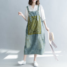 Load image into Gallery viewer, Loose Print Blue Denim Sundresses Women Casual Clothes Q1265
