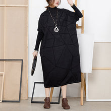 Load image into Gallery viewer, Loose Black Half Sleeve High Neck Sweater Dresses For Women Q2217
