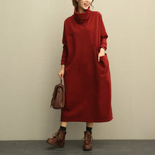 Load image into Gallery viewer, Women Casual High Neck Thicken Knitted Winter Maxi Dresses 208

