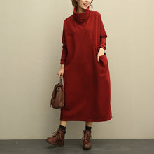 Load image into Gallery viewer, Women Casual High Neck Thicken Knitted Winter Maxi Dresses 208