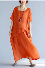 Load image into Gallery viewer, Vintage Plus Size Cotton Maxi Dress Q1657
