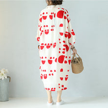 Load image into Gallery viewer, Casual Loose Summer Red Dot White Silk Linen Long Dresses Women Clothes Q1112 - FantasyLinen