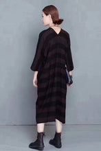 Load image into Gallery viewer, Fashion Striped Linen Maxi Dress Women Autumn Outfits 810
