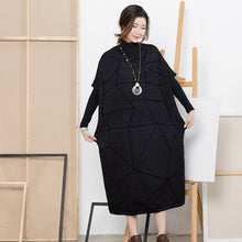 Load image into Gallery viewer, Loose Black Half Sleeve High Neck Sweater Dresses For Women Q2217
