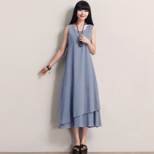 Load image into Gallery viewer, Vintage Sleeveless Cotton Maxi Dresses Women Casual Clothes Q1771