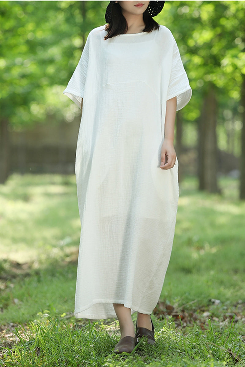 chinese dress ladies Bat Sleeve V-Neck Maxi Dress with Side Slit and Elastic Waist – CITRINE &  CIPHER main image 0