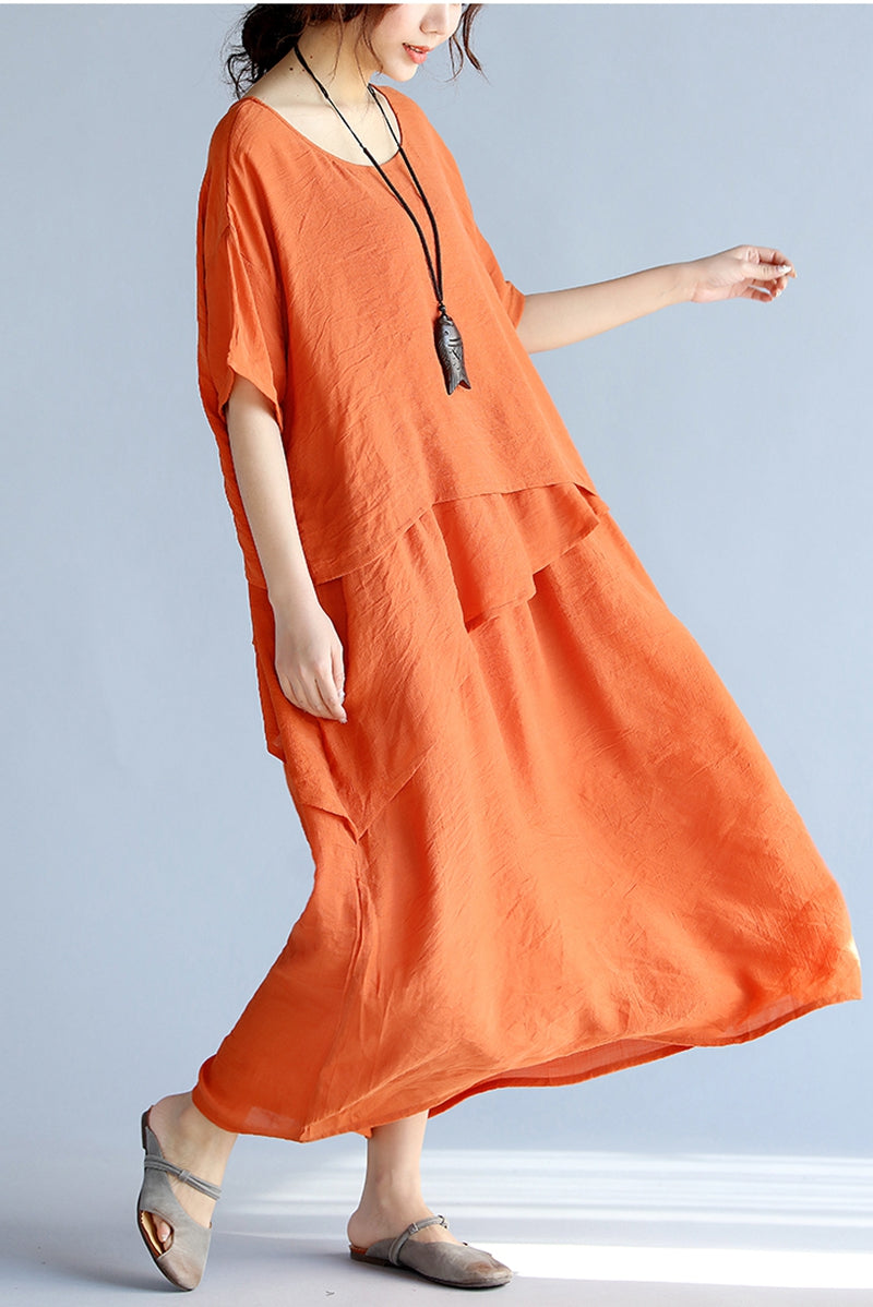 Vintage Plus Size Cotton Maxi Dress Q1657 FantasyLinen Vintage Plus Size Cotton Maxi Dress Q1657 FantasyLinen
