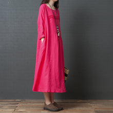 Load image into Gallery viewer, Korea Style Loose Linen Maxi Dresses For Women Q3093
