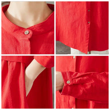 Load image into Gallery viewer, Women Loose Cotton Linen Long Shirt Casual Spring Blouse 1501