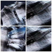 Load image into Gallery viewer, Vintage Loose Cotton Linen Plaid Shirt Women Spring Tops S25024
