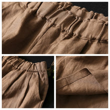 Load image into Gallery viewer, Linen Shorts, Women Linen shorts, High Waist Linen Shorts, Yellow Linen Shorts With Pocket, Women Shorts, Summer shorts, Custom shorts  K22040

