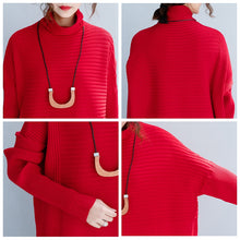 Load image into Gallery viewer, Women Loose High Neck Maxi Sweater Dresses Q26118
