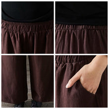 Load image into Gallery viewer, Women Vintage Pure Color Cotton Linen Wide Leg Pants 1389
