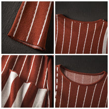 Load image into Gallery viewer, Vintage Brown Striped Maxi Sweater Dresses For Women Z81044
