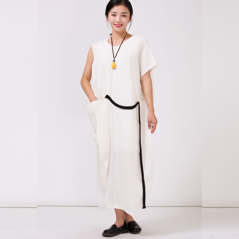 100%Linen White Long Dress For Women 100%Linen White Long Dress For Women