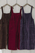 Load image into Gallery viewer, Women Purple Leisure Corduroy Overalls Dungarees Winter Fall Wide Leg Adjustable Jumpsuits Cotton Overall Pants Loose Bib Pants
