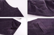 Load image into Gallery viewer, Women Purple Leisure Corduroy Overalls Dungarees Winter Fall Wide Leg Adjustable Jumpsuits Cotton Overall Pants Loose Bib Pants
