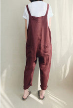 Load image into Gallery viewer, Women Casual Linen Jumpsuits Overalls Pants With Pockets Vintage Linen Harem Pants