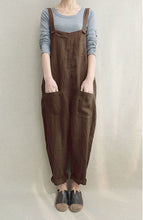 Load image into Gallery viewer, Women Casual Linen Jumpsuits Overalls Pants With Pockets Vintage Linen Harem Pants
