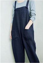 Load image into Gallery viewer, Women Casual Linen Jumpsuits Overalls Pants With Pockets Vintage Linen Harem Pants