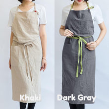 Load image into Gallery viewer, Linen APRON Gift Chef Works Handmade Apron French Style Cross Front With Pockets
