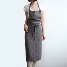 Load image into Gallery viewer, Linen APRON Gift Chef Works Handmade Apron French Style Cross Front With Pockets