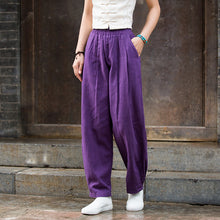 Load image into Gallery viewer, Autumn Linen Pants, Women Long Pants,Causel Women&#39;s Autumn Cotton Pants, Vintage Solid Color Linen Pants
