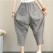 Load image into Gallery viewer, Vintage Casual Striped Cotton Linen Pants Women Fall Trousers
